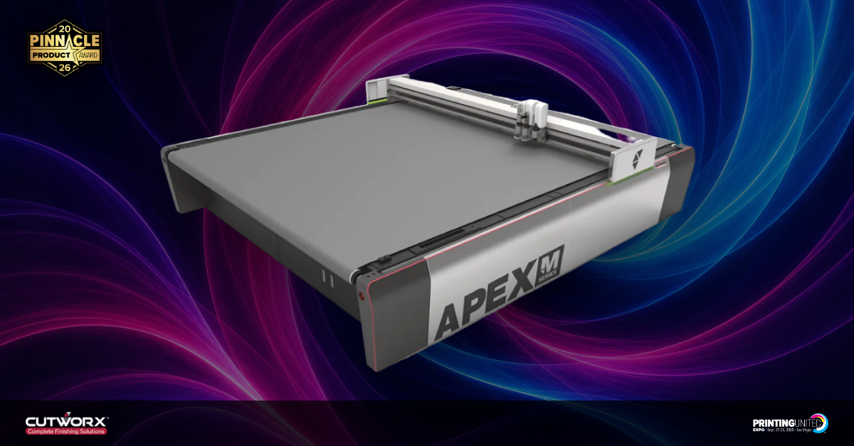 PRINTING United Alliance Pinnacle Product Award winner Apex M Series digital cutting system by CUTWORX USA