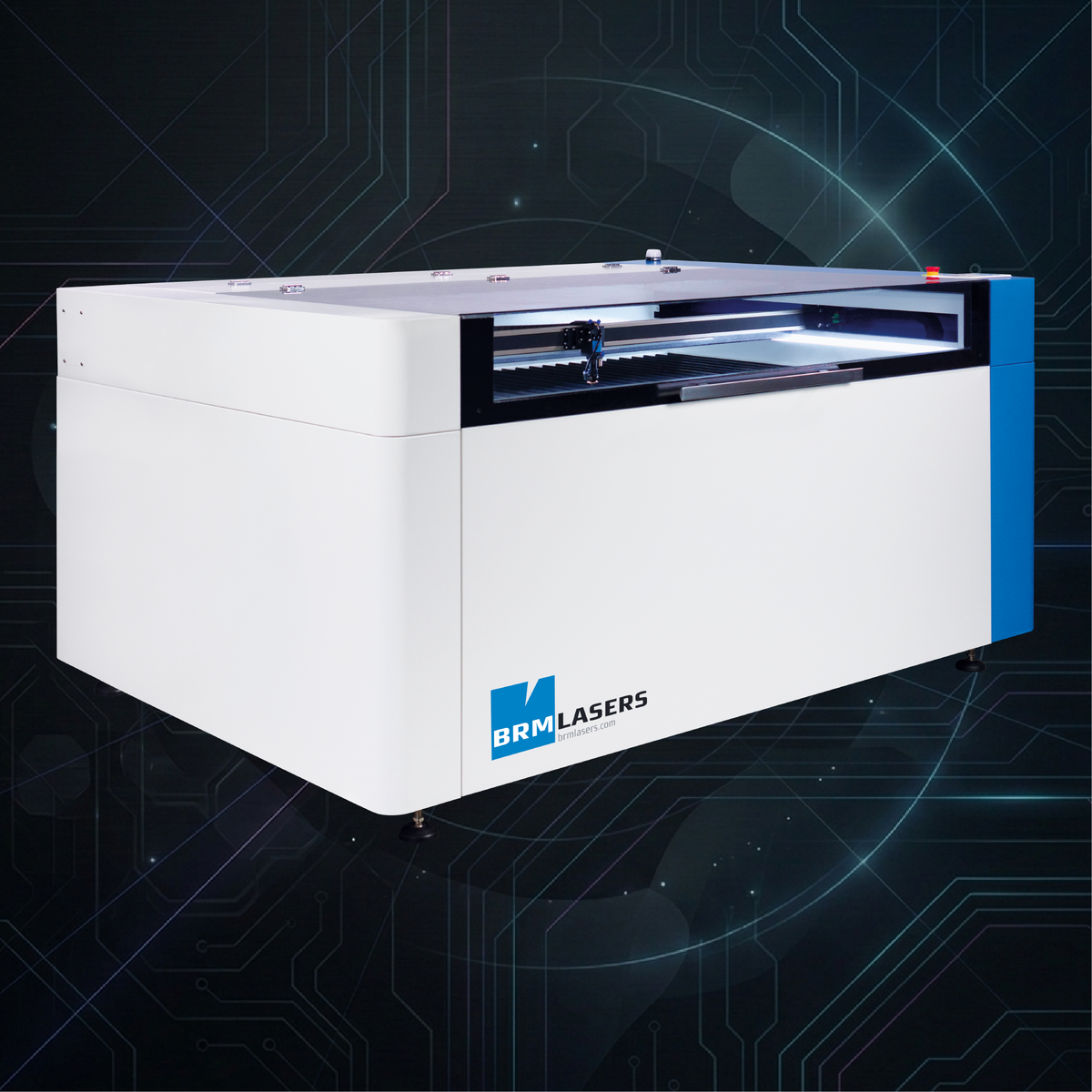 BRM Pro 1600 enclosed laser cabinet processing large material in production workshop
