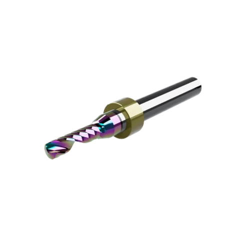 CWT/CWX ER64.4D Rainbow Coated Single O-Flute Downcut Router Bit with Stop Ring