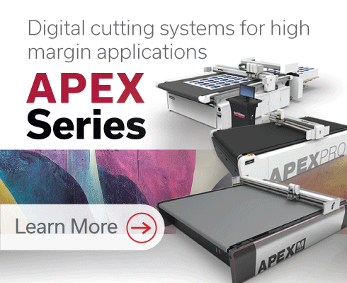 Digital cutting systems for high margin applications with APEX Series branding.